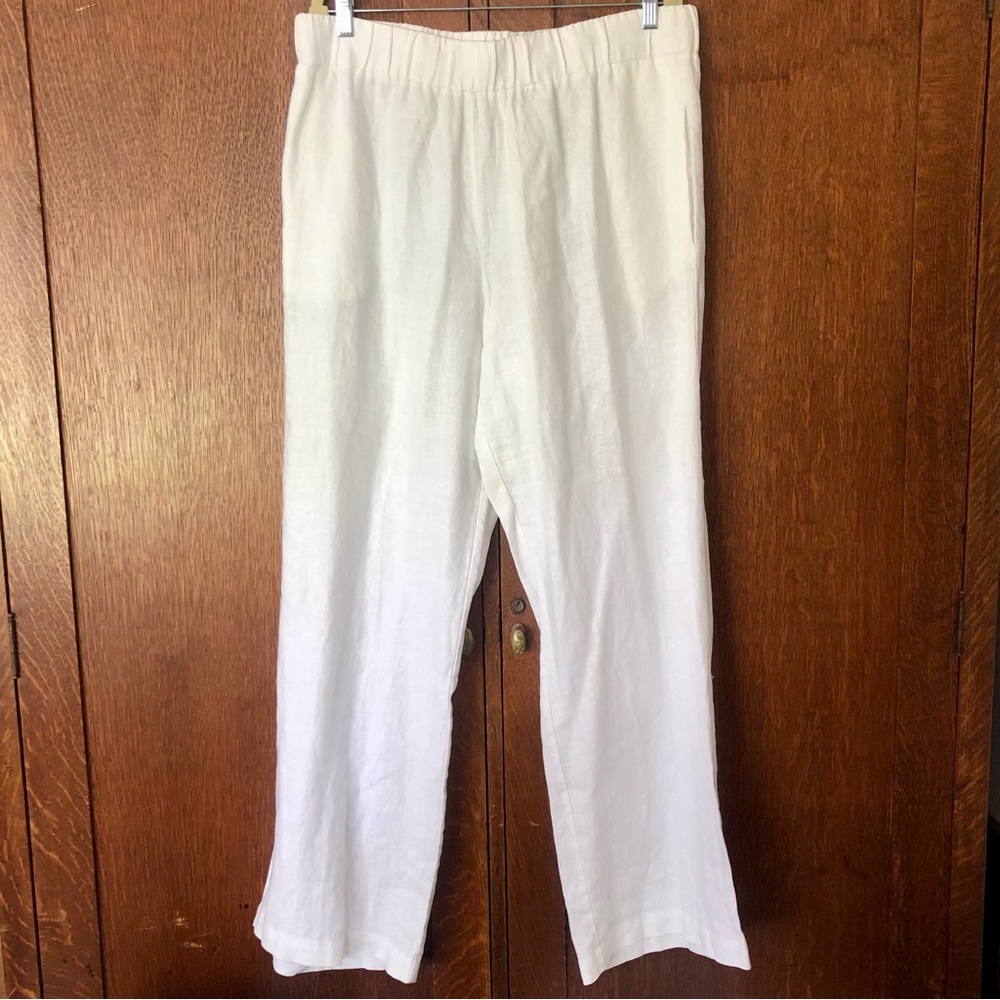 White Linen Pants Elliott Lauren with Pockets! XL NWOT